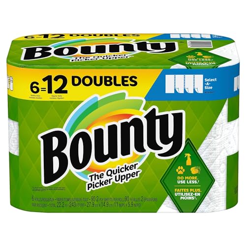 Bounty Select-A-Size Paper Towels, 6 Double Rolls, White, 90 Shee...