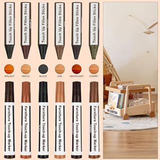 ACWOO Kit De Réparation De Bois, 13Pcs Réparation Meubles En Bois Avec Taille-Crayon, Kit Réparation De Meubles Marqueurs Bois Marqueurs De Retouche Et Bâtons De Cire Pour Taches, Rayures, Sols, Table