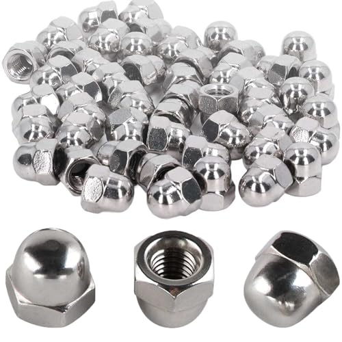 Bikasun 20 Stück Hutmuttern M10 Edelstahl Kappenmuttern, Hutmutter hohe Form A2 V2A Sechskant-Hutmuttern, Gewindestange Hutmuttern für Schrauben, Gewindebolzen, Gewindestangen