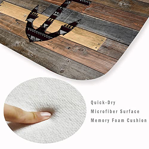 Lyfans Bath Rugs Sponge Foam Absorbent Soft For Bathroom And Kitchen (71 X 24 Inches),Flannel Mat Non Slip Bright 3D Print For Bedside And Living Room(Old Wooden Plank Anchor) #TOP2