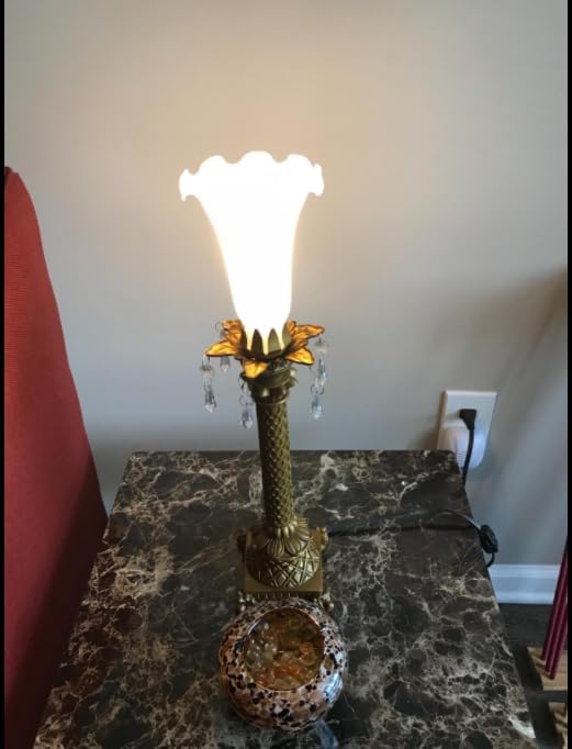 Miniatura 4 de Pantalla de cristal soplado Lily Flower, tulipán estilo Tiffany reemplazo para lámparas de mesa y pie, diámetro interior de apertura de 1.06