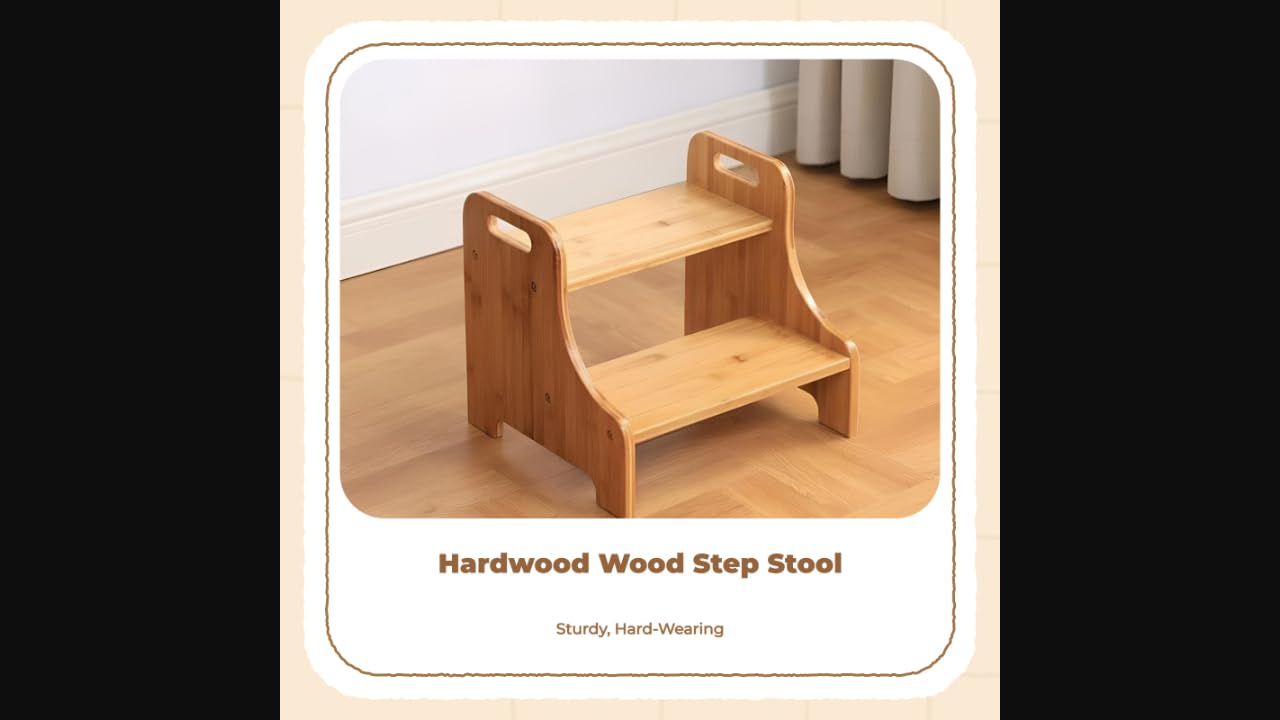 Enakshi® Wooden Step Stool, Anti-Slip, Dual Height, Kids Kitchen Bathroom Natural|Home & Garden | Furniture | Sofas Loveseats & Chaises-picture-52