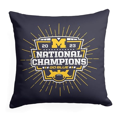Northwest Michigan Wolverines 2023 NCAA College Football National Champions Double-Sided Printed Throw Pillow, Soft Decorative Polyester Fan Cushion, Couch Bed or Game Room Decor, 18 x 18 in