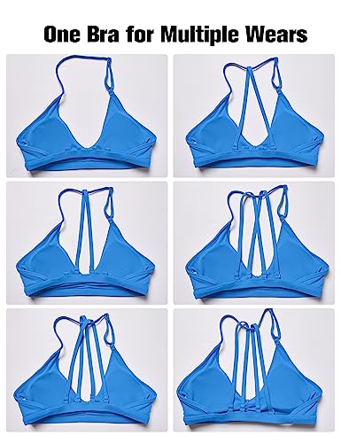 Image of YEOREO CoreFlex Sports Bras for Women Padded Strappy Open Back Workout Top | Light Impact Criss Cross Bra Yoga Gym Crop Top