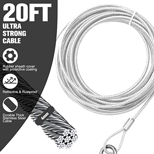 Expawlorer Dog Tie Out Cable And Stake, 20 Ft Dog Outside Leash Cable For Ground, Yard And Camping, Heavy Duty Reflective Dog Chain And Anchor For Medium To Large Dogs Training (Up To 60 Lbs) #TOP1