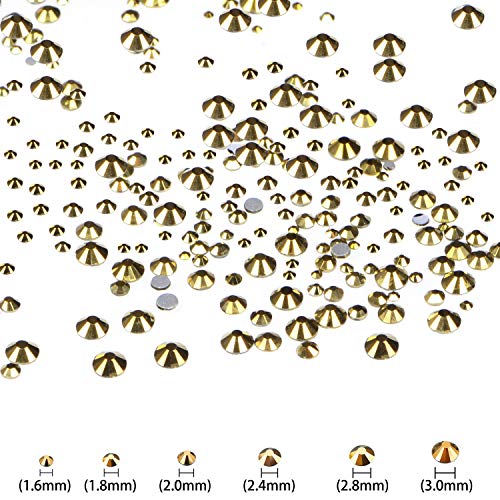 Lpbeads 3456 Pieces 6 Sizes Metallic Gold Flat Back Round Crystal Rhinestones For Crafts Nails Art Face Makeup Clothes Diy With Pick Up Tweezers And Picking Pen #TOP2