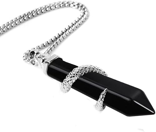 Miniatura 3 de BEADNOVA - Collar con dije de cristal de piedra preciosa curativa para mujer u hombre, péndulo adivino y de curación mediante energía (con cadena de