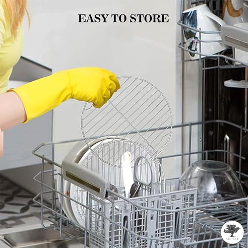 Image of Sulfar Round Cooking Rack, Baking Cooling Steaming Grilling Rack Stainless Steel, Fits Air Fryer /Stockpot /Instant Pot /Pressure Cooker /Round Cake Pan, Oven & Dishwasher Safe