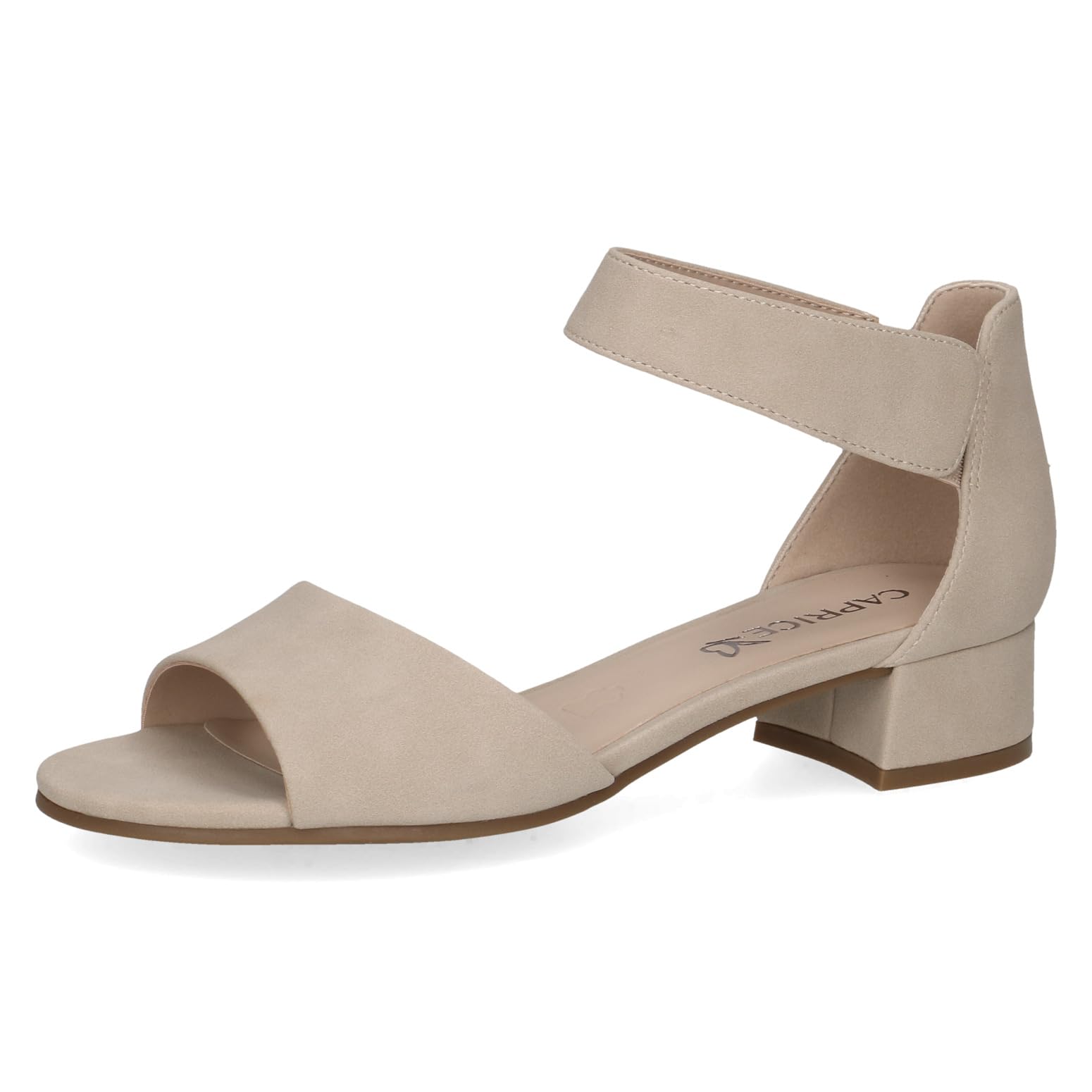 CAPRICE Women's heeled strappy sandals with hook-and-loop closure, Brown (Taupe Suede), 3.5 UK