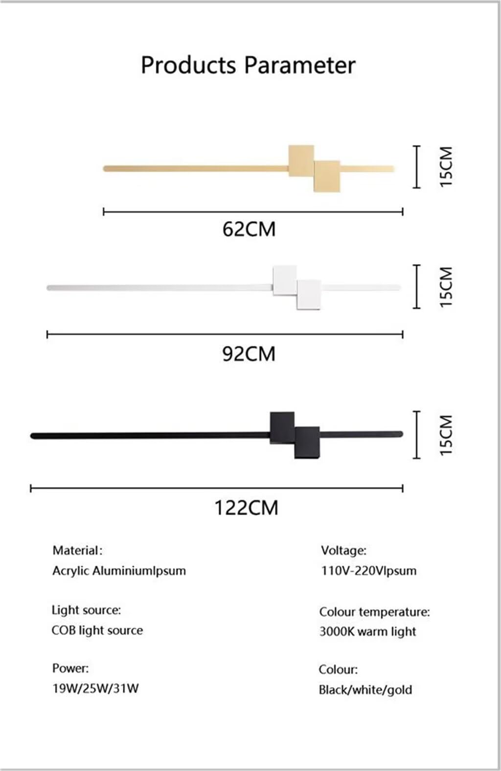 DESHOME Soggiorno Appliques, Moderno Applique da Parete Interna Bianco 3000 K Luce Calda 62 cm Lunga Lampada da Parete LED Illuminazione Illuminazione Apparecchio Per Camera da Letto Ufficio Corridoio