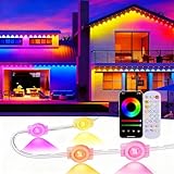 JQGWKJ Permanent Outdoor Lights ，with App &P67 Waterproof Smart Eave Lighting, Remote Control Eaves Light, DIY LED Scenes Modes for Christmas,Halloween,Daily & Holiday Party Decor,House Roof Lighting