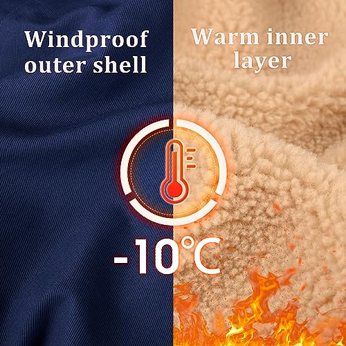 Image of Mens Winter Jacket Thick Thermal Cotton Warm Fleece Lined Sherpa Jacket Trucker Lapel Work Cargo Jackets Coat Outerwear