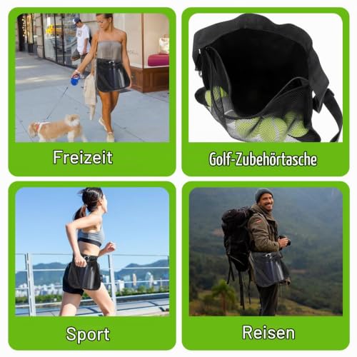 HJZHII Verstellbarer Tennisball-Bandhalter, 8-10 Tennisbälle Halter Tasche Beutel Träger Tragezubehör Pickleball-Hüfthalter Netzlochbeutel für Trainer Coach Enthusiast
