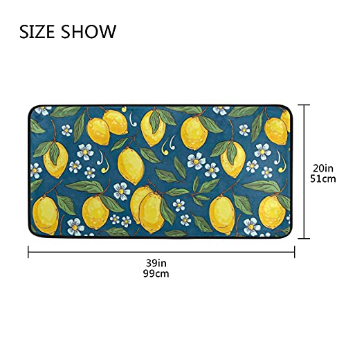 Chifigno Tropical Pattern Yellow Lemon Runner Rugs Non Shedding Stain Resistant Area Rug For Kitchen Floor/Bedroom/Living Room/Bathroom 39X20 Inch #TOP2