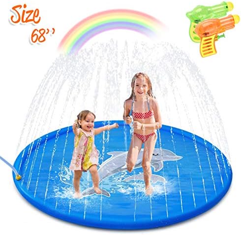 Minto toy [2020 Updated] Splash Pad, Sprinkler for Kids Sprinkler Pad Water Toys Mat for Children Summer Outdoor Fun Toys with Baby Wading Pool for Toddlers, Baby, Boys and Girls