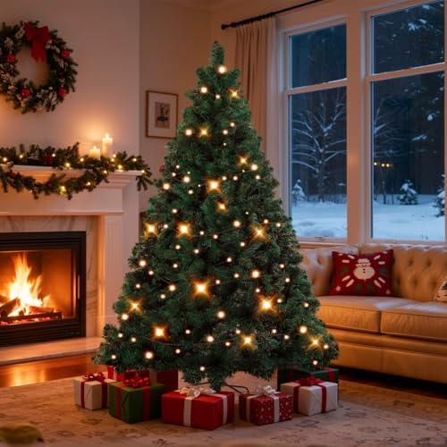 ISOISL 150cm Künstlicher Weihnachtsbaum mit Beleuchtung 200 LEDs...