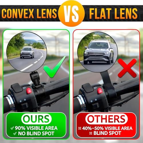 Image of KAIDAA Bicycle & Bike Rear View Mirror Set of 2 | 360 Adjustable Handlebar Convex Mirrors | Wide Angle Cycling Safety Mirror | Strong Protective Mold Body