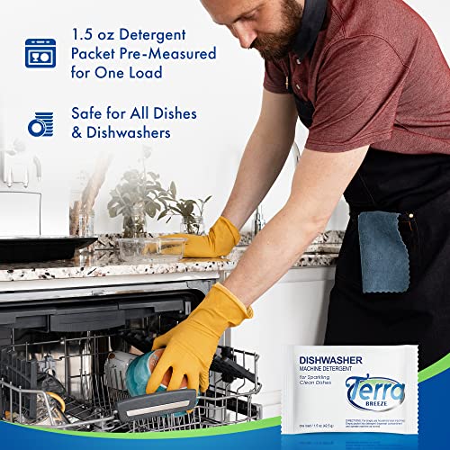 Terra Breeze Automatic Dishwasher Detergent Powder - 1.5 Oz Packets (200 Packs) #TOP3