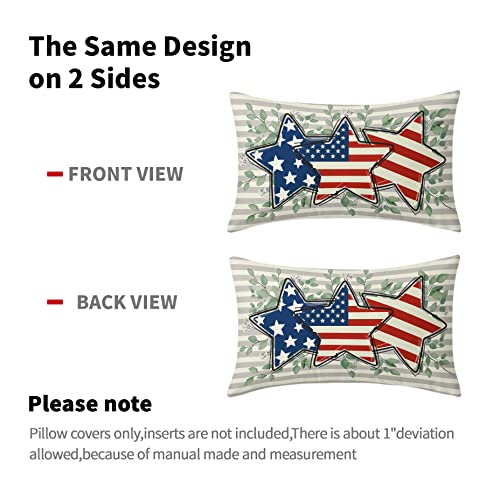 4Th Of July Pillow Covers 12X20 Inch Set Of 2 Patriotic Outdoor Pillows America Stars And Stripes Eucalyptus Leaf Throw Pillow Covers Cotton Lumbar Cushion Cover Decor For Couch Bed Living Room Sofa #TOP4