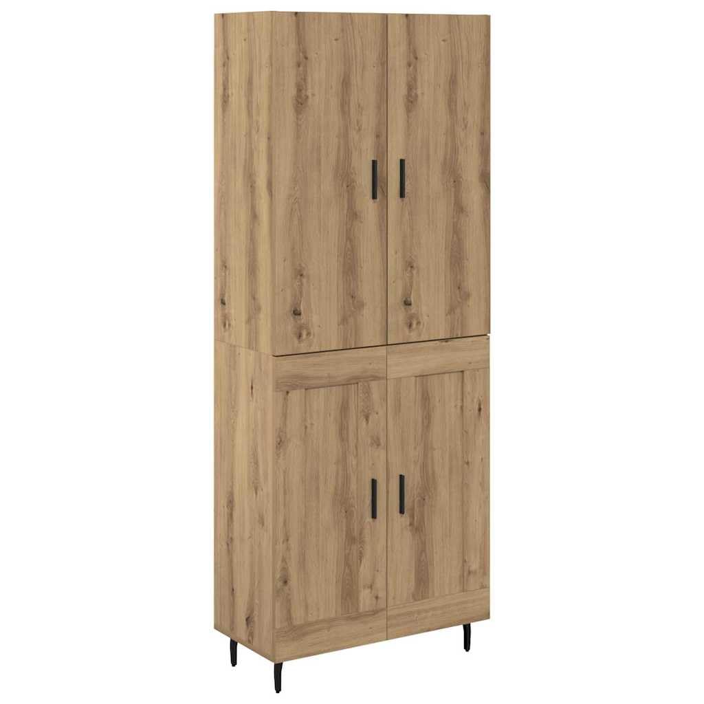 vidaXL Highboard Artisan Oak 69.5 x 34 x 180 cm, Modern Highboard, Rectangular Design, Efficient Home Storage, Engineered Wood Furniture, Minimalist Living Room Solution