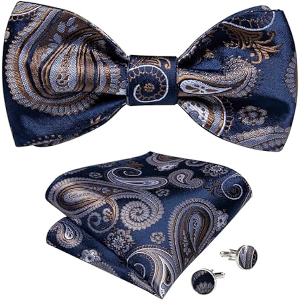 Bowties Silk Floral Bow Tie Cufflinks Hankerchief Set For Wedding Party Prom Formal Suit Accessories Tuxedo