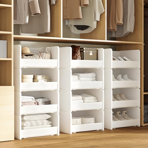 4-Tier Stackable Closet Organizer and Storage Stackable Shelves – Heavy-Duty Darwers Wood & Metal, Easy Assembly, Space-Saving Vertical Storage for Bedroom, Closet, Patent Design - Image 5