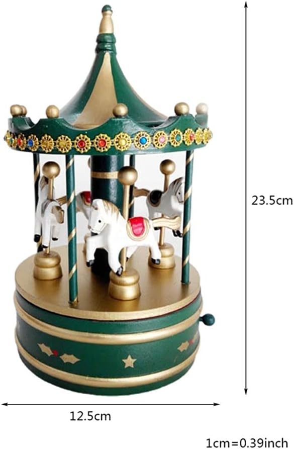 Wooden Classic Musical Carousel Music Box Cute Christmas Decorations