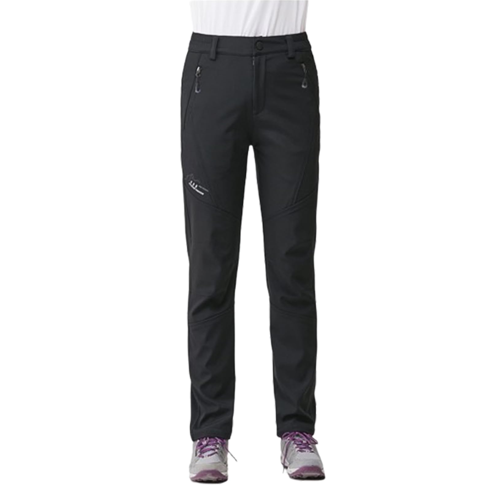 Dawwoti Pantalon De Ski Femme avec Poche À Fermeture Éclair, des Tenues De Ski Thermique Imperméable Épais Pantalon Voyage en Peluche Golf pour Les Femmes Pêche Sports d'hiver Coque Souple et