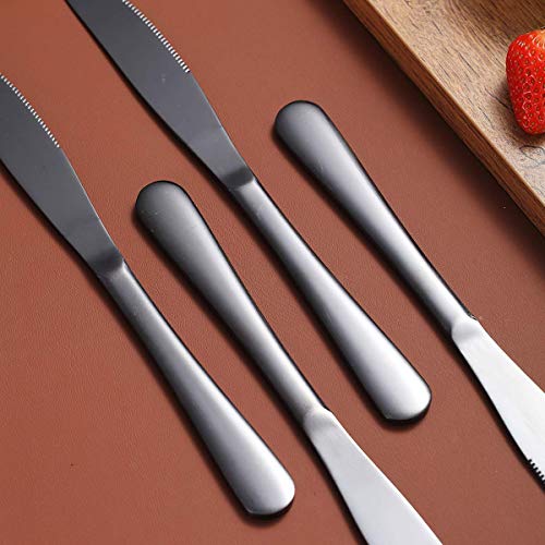 Kyraton Black Dinner knifes 6 Pieces, Titanium Plating Black Stainless Steel 22.8 cm Steak Knives Set Table Knives, Flatware Butter knife Knives Set Cutlery Set, Dishwasher safe. - Image 5