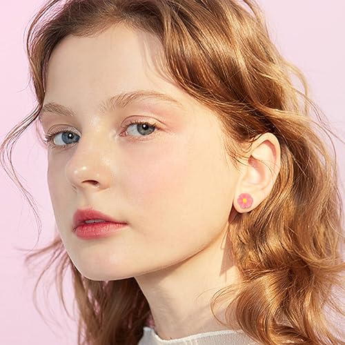 Image of Plastic Earrings for Sensitive Ears Flower Studs for Women