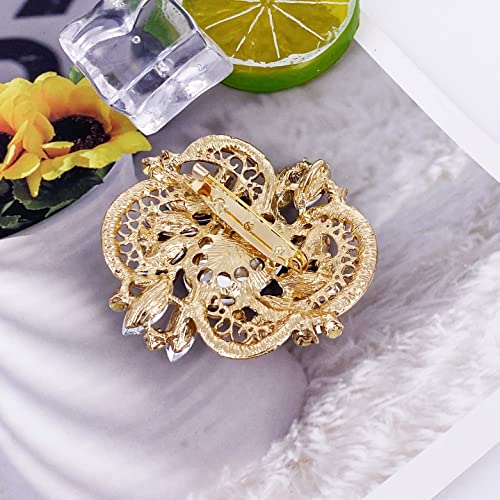 Image of LAXPICOL Women's Large Sparkly Crystal Flower Brooch Pin Fashion Statement Broach Pin