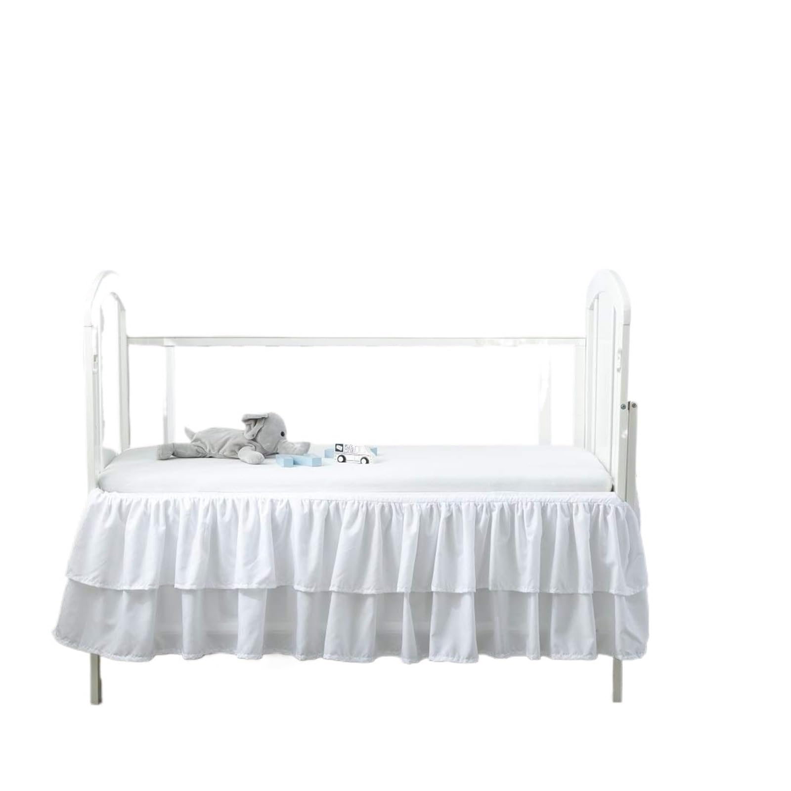 Jupe de lit à Volants Standard Blanche à Deux Couches for Berceau, Couvre-lit Anti-poussière for Tout-Petits, garçons et Filles - 14 Pouces de Hauteur(White,60x120x36cm)