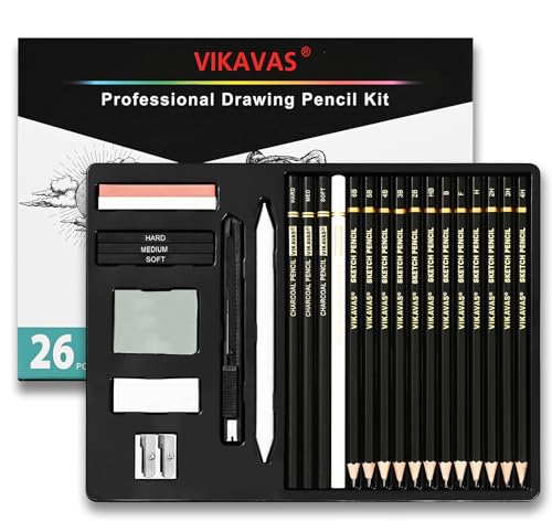VIKAVAS Professional Sketch Pencil Set – 26 PCS Complete Drawing