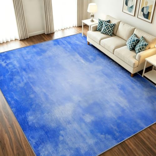 Alfombra de salón azul grande para crear un comedor acogedor 2