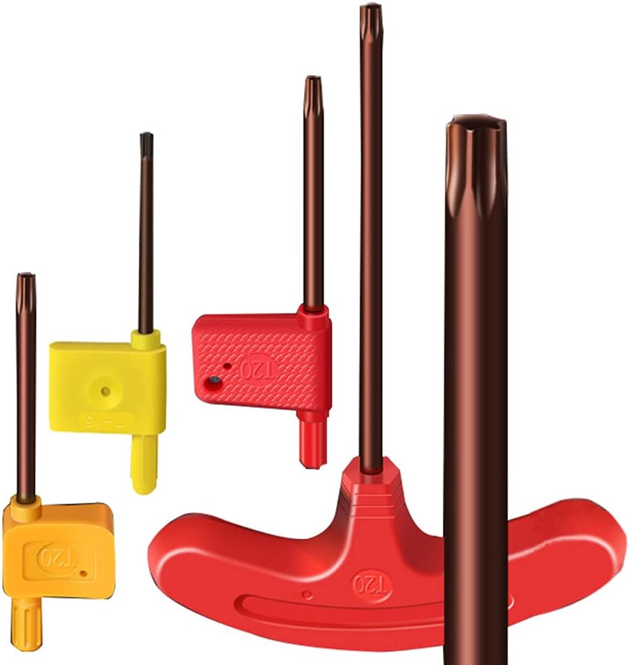 GBJ Screwdriver T6 T7 T8 T9 T10 T15 T20 Torx Screwdriver S2 Flag Handle Star Driver Key Wrench Spanner (T-Handle T8 (3pcs))