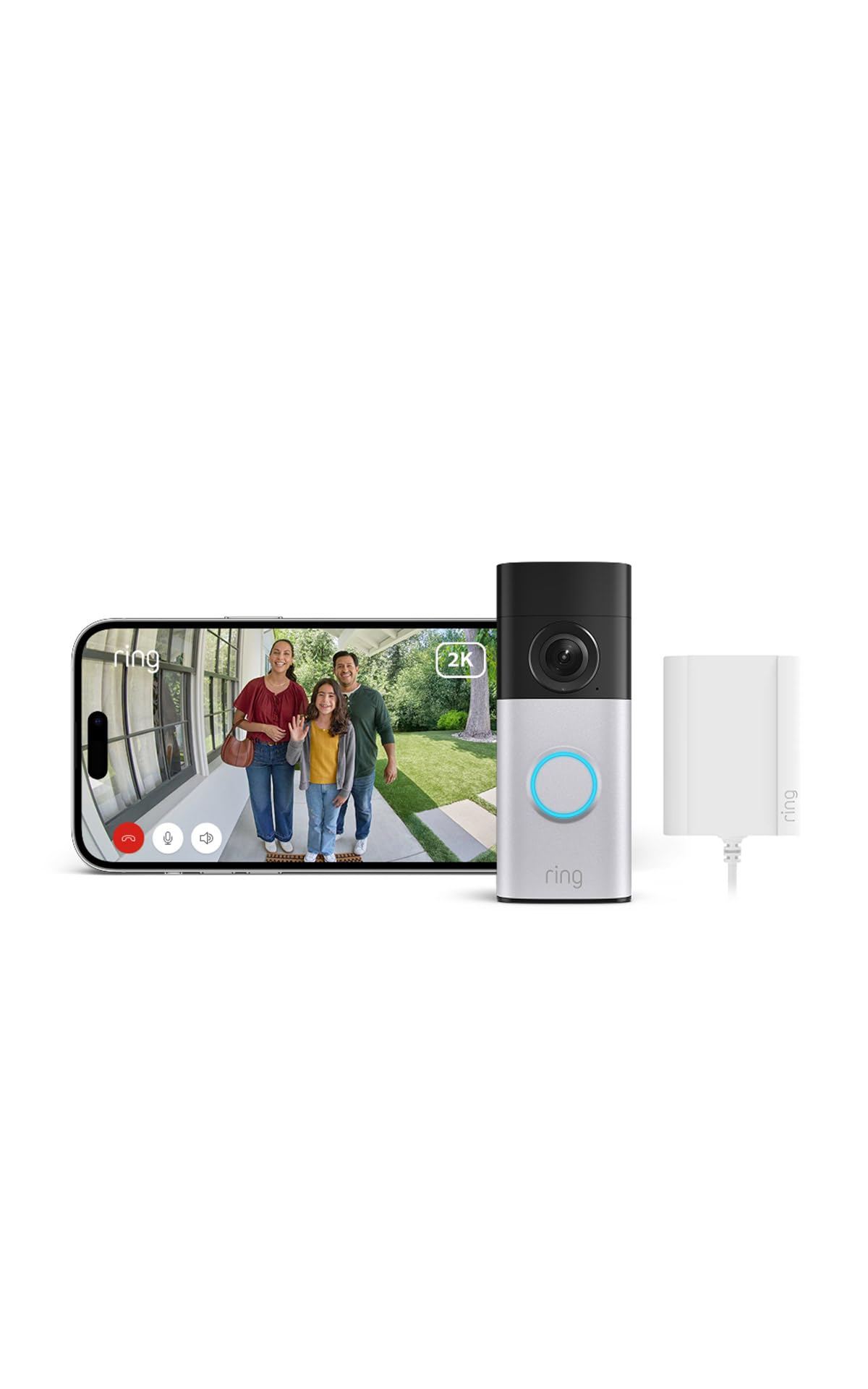 Ring Ring Wired Video Doorbell Plus (newest gen) | with Plug-In Adaptor | DIY Video Doorbell Camera | Retinal 2K | Wide Field of View | Radar Detection | 30-day free trial of Ring Subscription Plan
