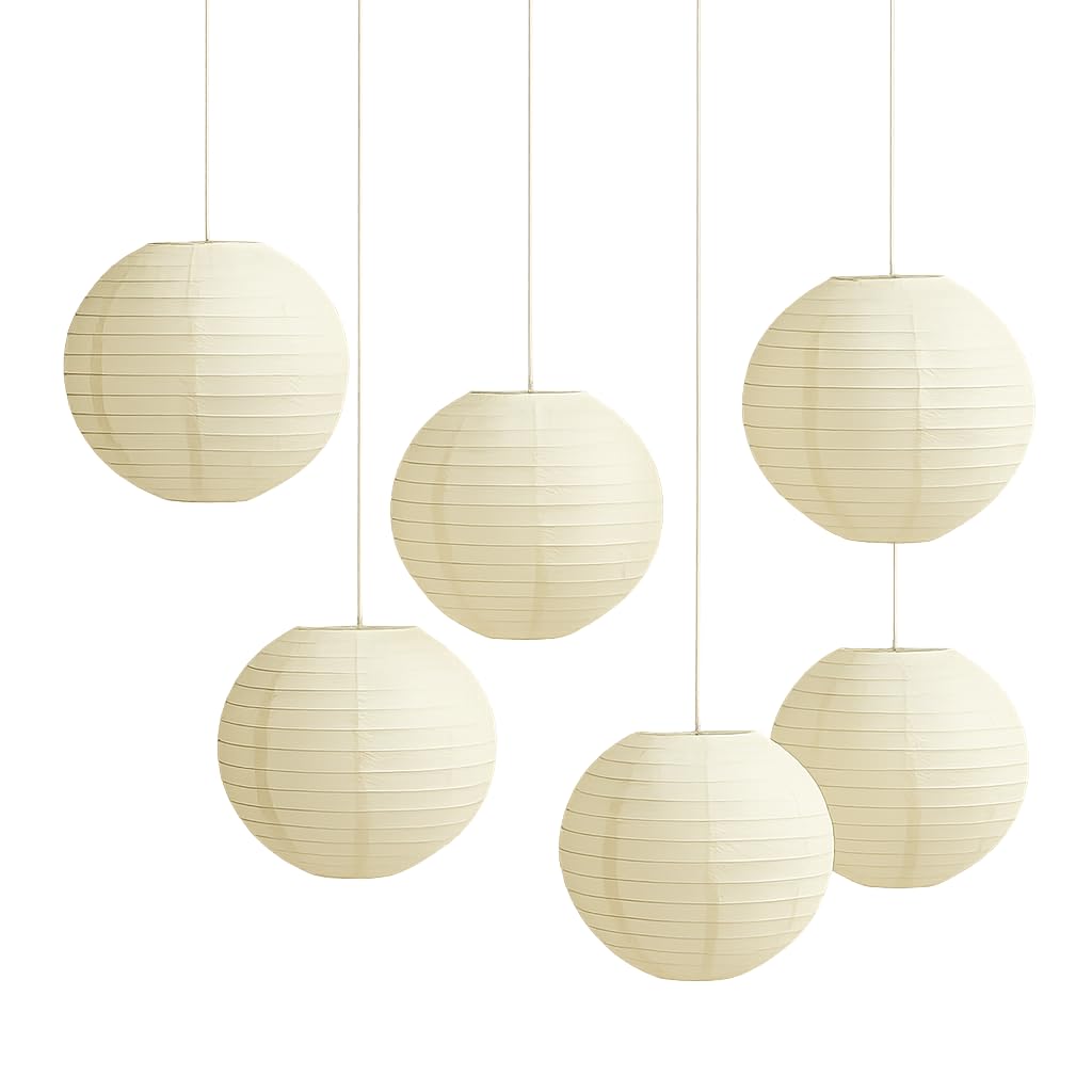 Paper Lanterns Mix Color Packs of 6 Round Paper Lanterns Lampshade (All Ivory/Cream, 12" (30 Cm))