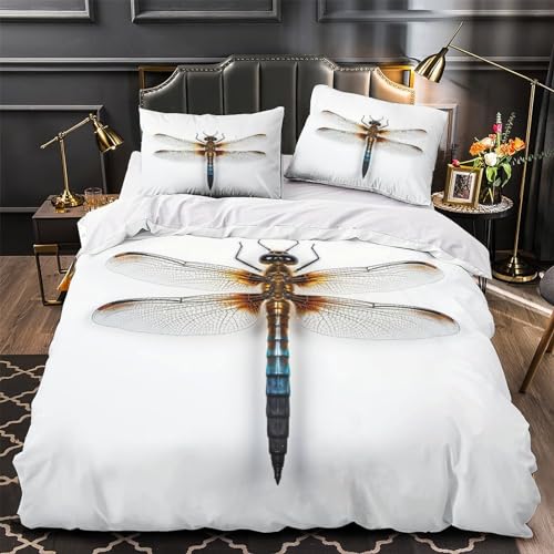 Housse de couette libellules 3D et taies d'oreiller pour lit enfant - 4