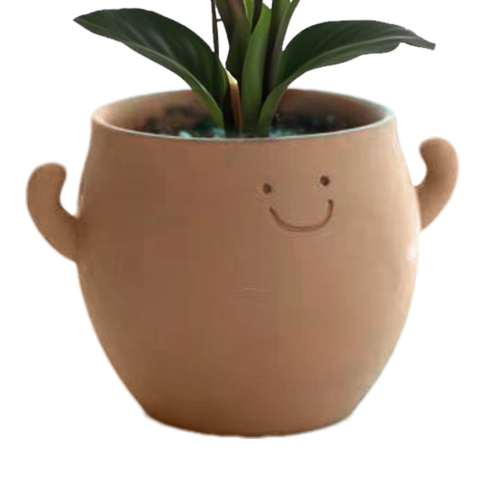 Pot de fleurs sourire en céramique pour un bureau zen et décoration de table épurée
