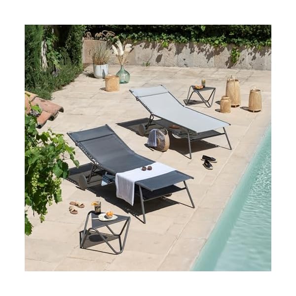 Lafuma Sonnenliege Miami II, Grau Obsidian