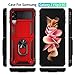 Androgate Designed for Samsung Galaxy Z Flip 3 Case, with 3D Curved HD Screen Protector, Military-Grade Ring Holder Kickstand 15ft Drop Tested Phone Cover Case for Samsung Z Flip 3 Red