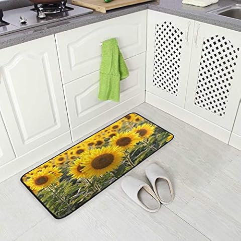MNSRUU - Alfombra de suelo para cocina diseño girasol amarillo Cover