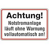 notstromanlage LEMAX Aufkleber Achtung! Notstromanlage läuft o. Warnung vollautomatisch an! 300x200mm