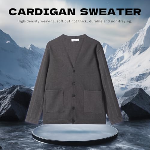 Image of Men's Cardigan Sweater Button Front V-Neck Long Sleeve Knit Sweaters