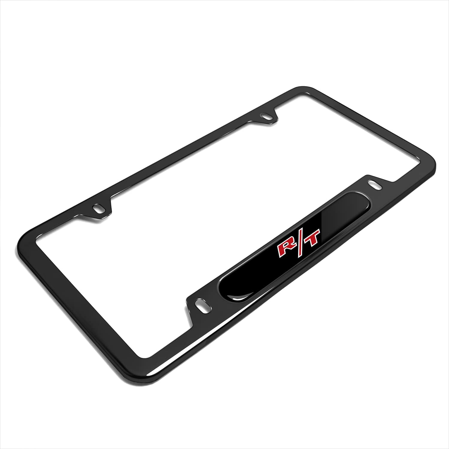 iPick Image Compatible with Dodge R/T Logo Black Insert Black 50 States Stainless Steel License Plate Frame