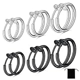 JYXNU 4 pares de Falsos Pendientes clip de piercing, pendientes clip de inoxidable para hombres y mujeres, Diseño falso sin agujero, cómodos y seguros, Ideal para piercing y estilo moderno, Oro+plata