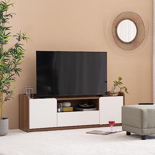 Image of FURLENCO Bianca Engineered Wood Entertainment Unit in Ivory White Finish