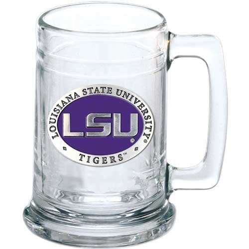Heritage Pewter LSU Beer Stein Glass | 15 Ounce German-Style Beer Glass | Intricately Crafted Metal Pewter Alma Mater Inlay