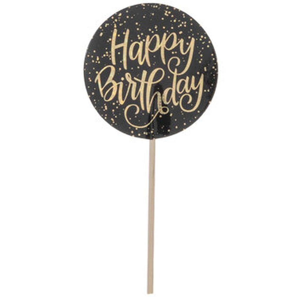 Gold Glitter Happy Birthday Cupcake Decor - Decorate 24 Cupcakes with Picks!