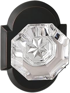 Bravura Hardware 925 Bancroft Knob Privacy Lockset with Modern Arched Trim Crystal Door Knob for Bedroom/Bathroom, Oil Rubbed Bronze